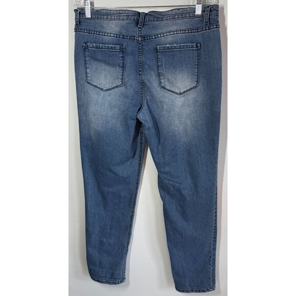 Vintage America Floral Embroidered Bestie Jean Sz 12/31Ankle Mid Rise Distressed - Picture 3 of 14